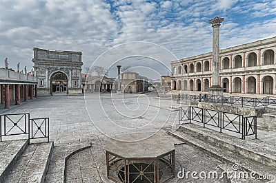Cinecitta film studios in Rome set design of ancient Rome Editorial Stock Photo